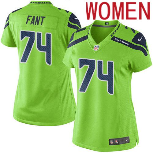 Women Seattle Seahawks #74 George Fant Nike Neon Green Game NFL Jersey